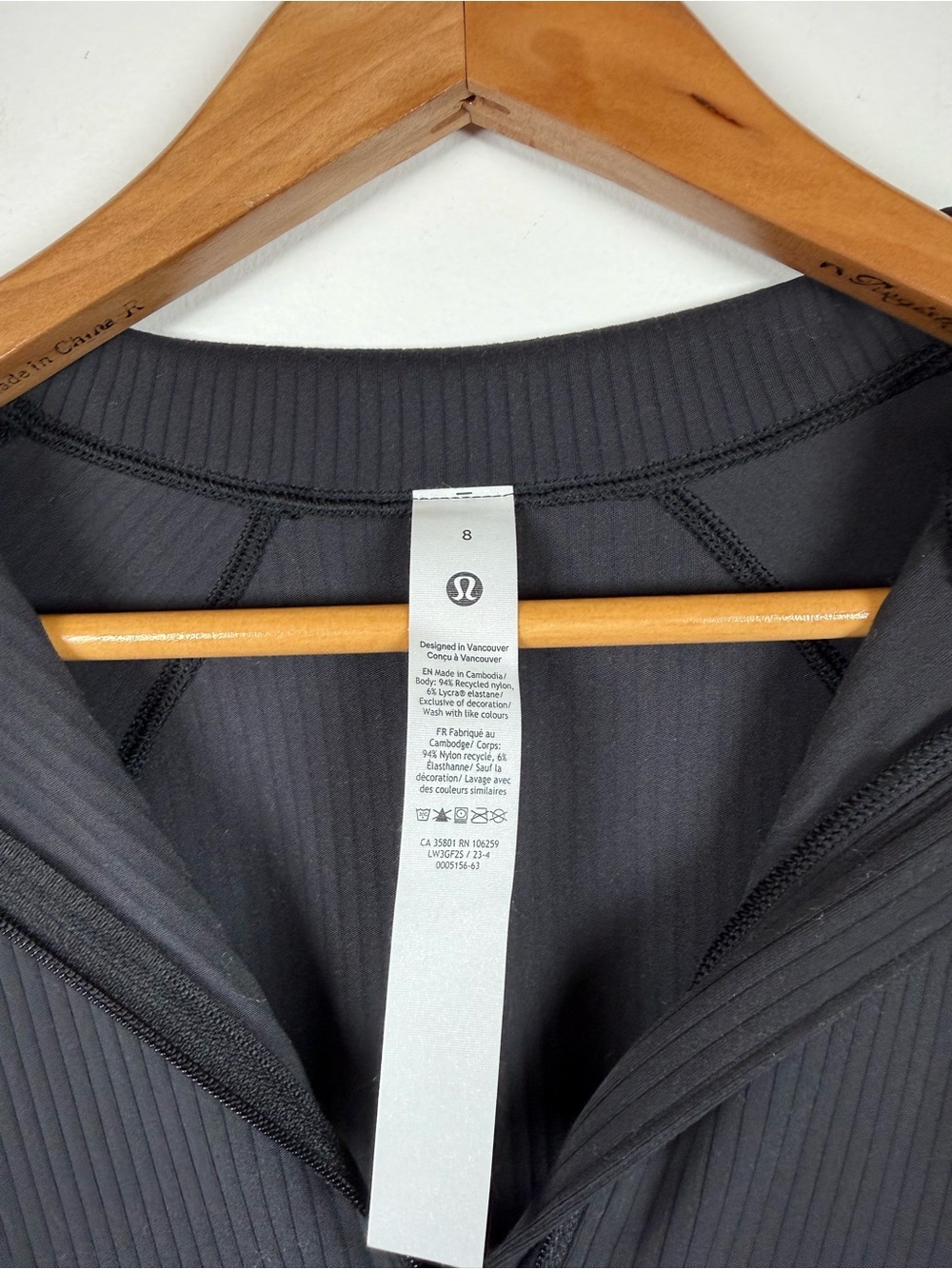 Lululemon Its Rulu Run Cropped Ribbed Half Zip Black 8 - Picture 5 of 7